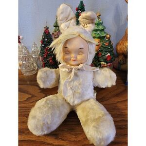 Vintage Gund Sani Foam Rubber Face Sleeping Baby Bunny Rabbit Doll